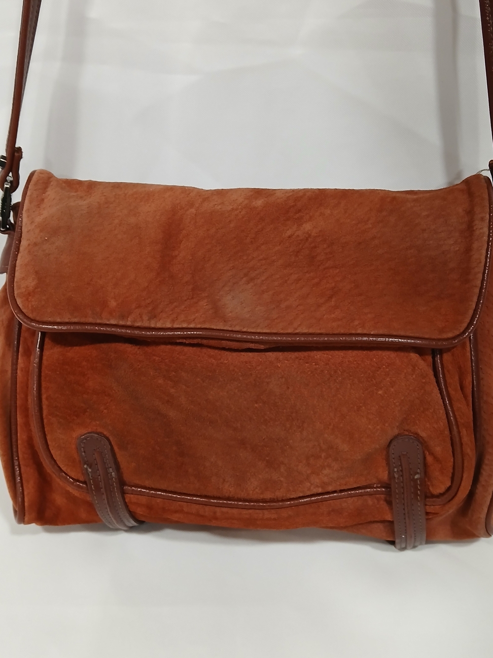 Vintage Phillippe Leather & Suede Flap Crossbody Bag Cognac 70s Boho Western